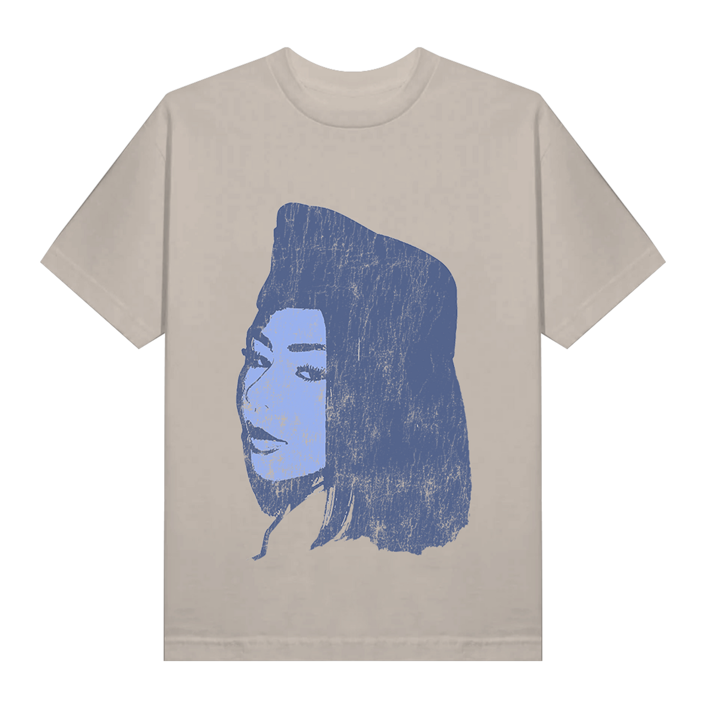 PORTRAIT BURNING BLUE TEE - SAND/BLUE
