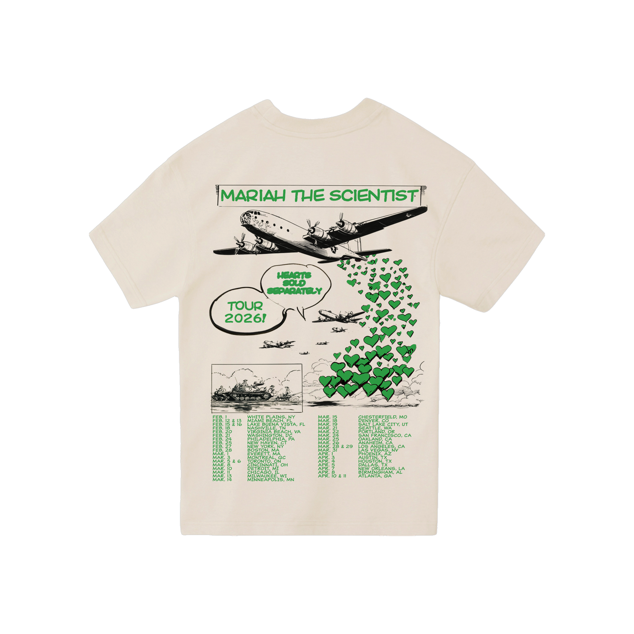 Comic Tour Tee - Natural - back with 2026 tour dates